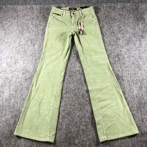 Vintage LEI Corduroy Pants Juniors 5 Green Low Rise Bootcut Y2K